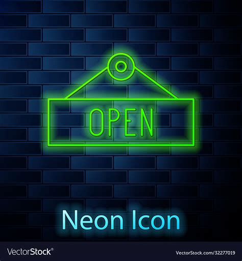 Glowing neon line hanging sign with text open door