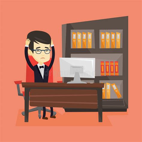 Stressed Employee Working in Office. Stock Vector - Illustration of fail, despair: 86202480