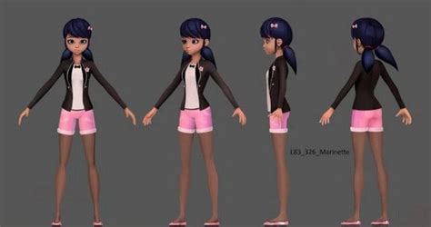 the animation character is wearing pink shorts and black jacket