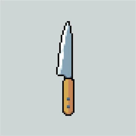 Pixel art illustration Kitchen Knife. Pixelated knife. Kitchen knife pixelated for the pixel art ...