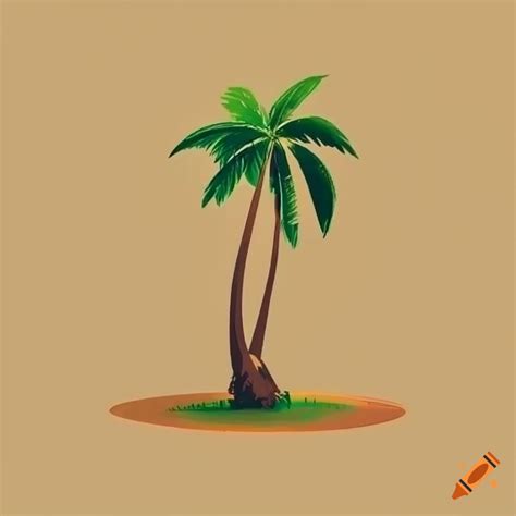 Minimalist logo design of a coconut tree on the beach on Craiyon