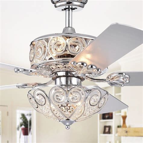 Shop Catalina Chrome-Finish 5-blade 52-inch Crystal Ceiling Fan Optional Remote (Incl 2 Blade ...