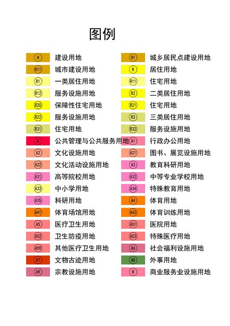 用地分类颜色对照表-图库-五毛网