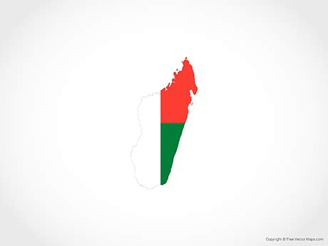 Printable Vector Map of Madagascar - Flag | Free Vector Maps