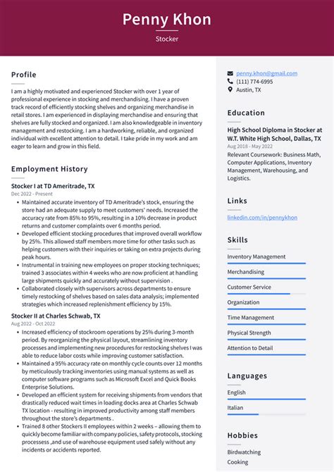 Walmart Stocker Resume Examples | ResumeCat