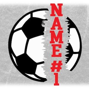 Sports Clipart: Black and White Bold Half Soccer Ball Torn With Tears for Split Name Frame Add ...