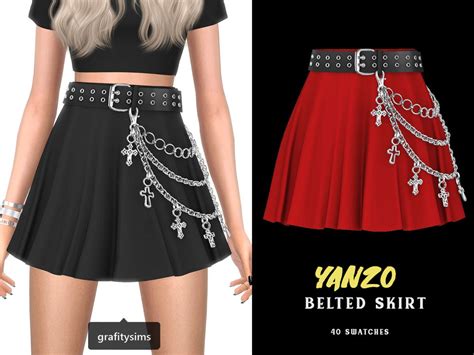 Grafity-CC – Yanzo Belted Skirt | Sims 4 dresses, Sims 4 clothing, Sims 4