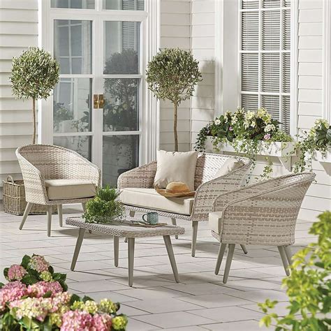 Stockholm Natural Rattan 4 Seat Conversation Set