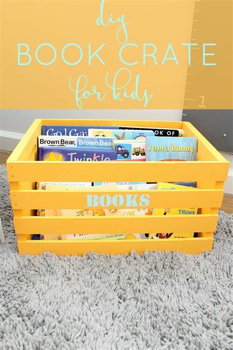 DIY Book Crate- Use a wooden crate to store kids books! Diy Storage Crate, Crate Diy, Book ...
