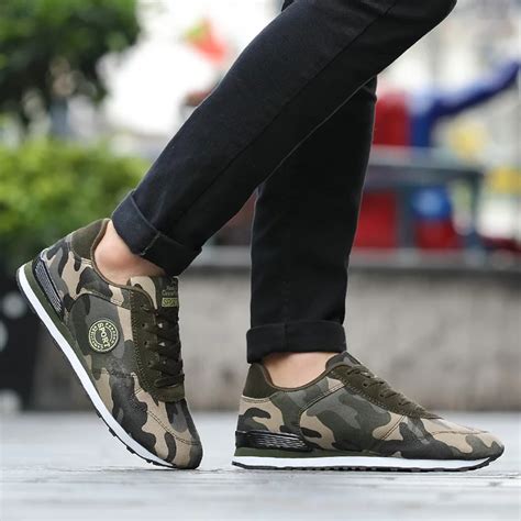 Men's Camo Shoes Leisure Tide Canvas Autumn Army Green Casual ...