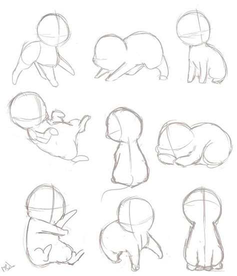 Chibi Dog Poses : Drawing Outlines | Hostrisost