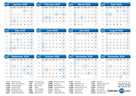 2026 Calendar