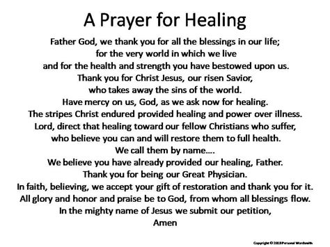 Downloadable Healing Prayer, Christian Healing Prayer Print, Pray for ...