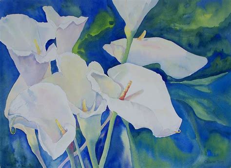 Calla Lilies Painting by Celene Terry