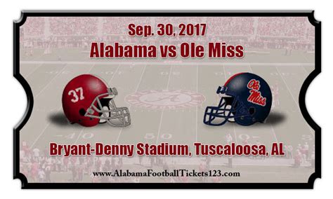 Alabama Crimson Tide vs Ole Miss Rebels Football Tickets | Sep. 30, 2017