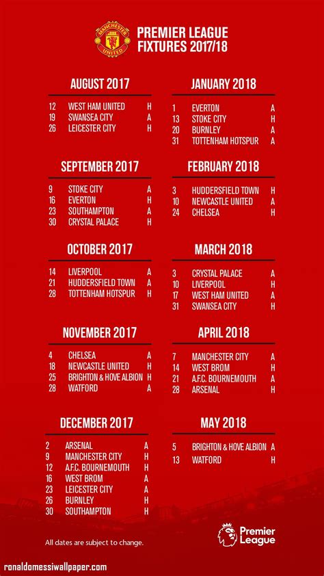 Manchester United Fixtures : Manchester United All Match Fixtures ...