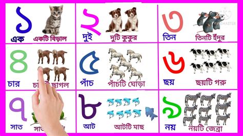 Count from 1 to 10 in Bengali Numbers | Learn Counting with picture ...