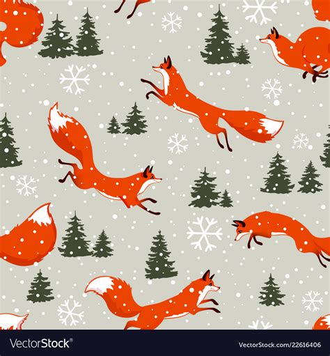 Fox seamless winter Royalty Free Vector Image - VectorStock