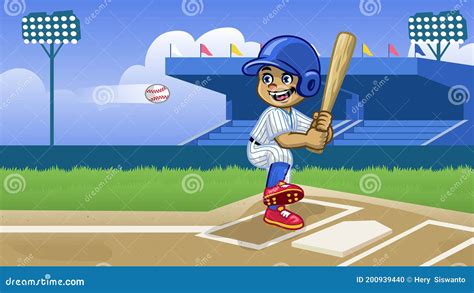 Cartoon Boy With A Baseball And A Bat | CartoonDealer.com #28275763