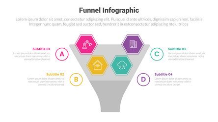 Funnel shape infographics template diagram Vector Image