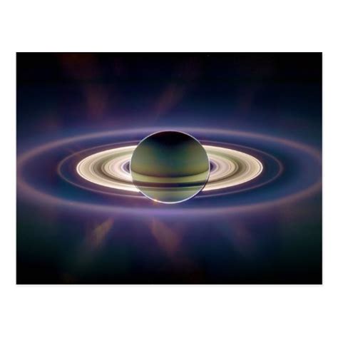 Solar Eclipse Of Saturn from Cassini Spacecraft Postcard | Zazzle