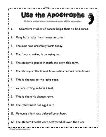 Apostrophe Activity In Google Apps or PDF Worksheets