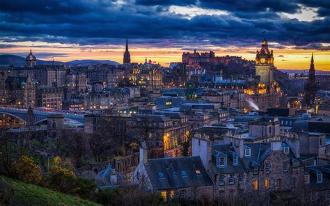 Desktop Wallpapers Edinburgh Scotland night time Houses Cities