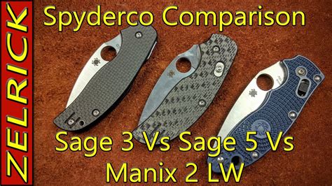 Spyderco Comparison: Sage 5 vs Sage 3 vs Manix 2 lightweight - YouTube