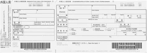 The Japanese Disembarkation Card for Foreigners