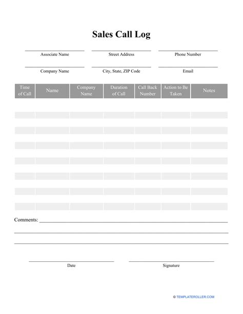 Sales Call Log Template - Fill Out, Sign Online and Download PDF ...