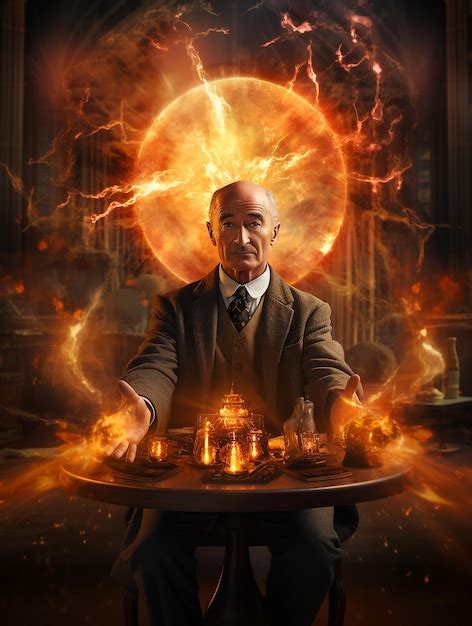 Premium AI Image | Oppenheimer Portrait With Atomic Bomb Background