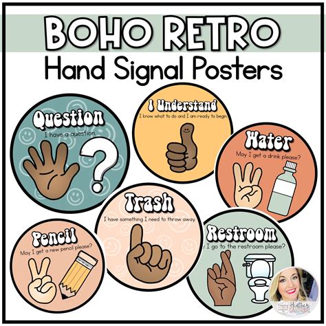 Hand Signal Posters for Classroom Management | Retro Boho | Made By ...