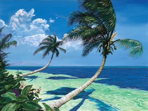 Beckoning Palms Tropical Beach Ocean Seascape Landscape Photography Print Wall Art By Scott ...