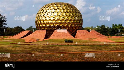 The Matrimandir, at Auroville, an experimental township in Viluppuram district in the state of ...