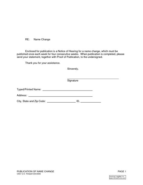 Name Change Letter - Free Printable Documents