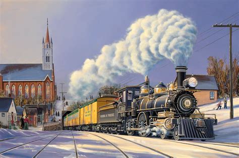 comstock-christmas Railroad Art by Marc Desobeau | Railroad art, Train pictures, Train