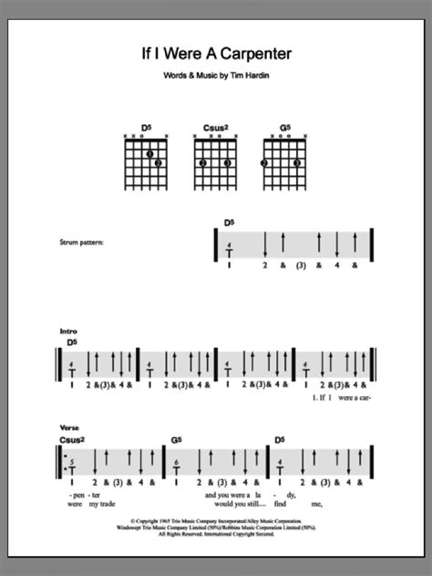 Bobby Darin: If I Were A Carpenter sheet music for guitar solo (chords)