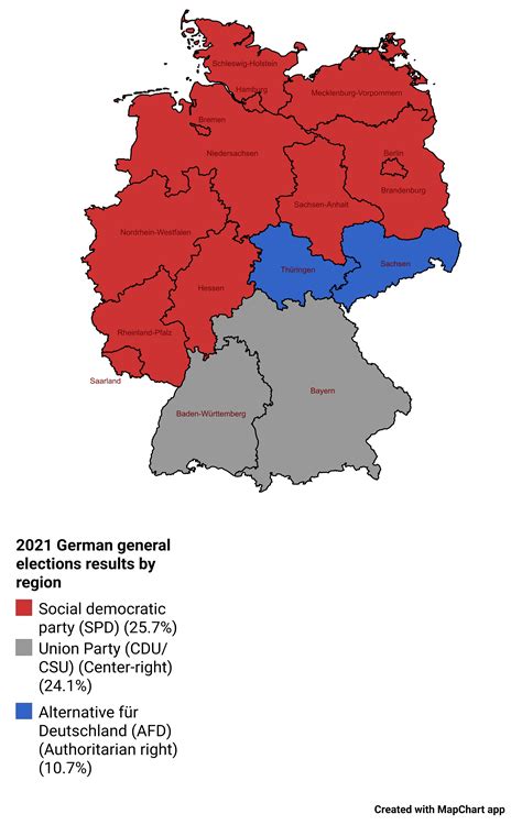 2021 German general elections results by region. Made by me. The ...