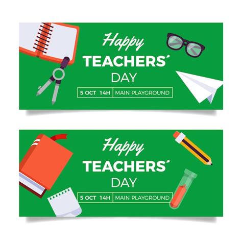 Free Vector | Flat teachers' day banners set