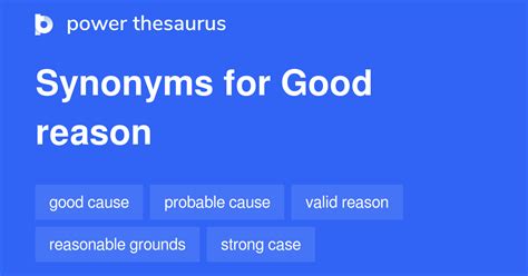 Good Reason synonyms - 401 Words and Phrases for Good Reason