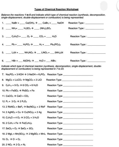 single displacement reaction worksheet - portraitartphotographycreativemen