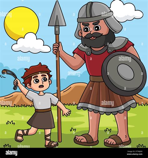 David and Goliath Colored Cartoon Illustration Stock Vector Image & Art - Alamy