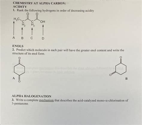 Solved CHEMISTRY AT ALPHA CARBON: ACIDITY 1. Rank the | Chegg.com