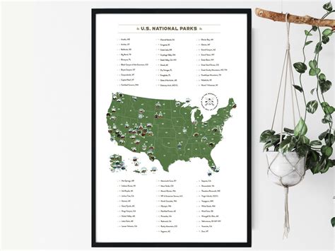 National Park Poster Map of United States National Park | Etsy