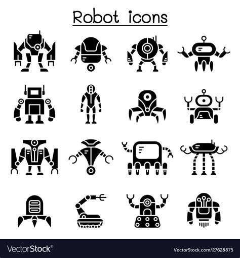 Robot icon set graphic design Royalty Free Vector Image