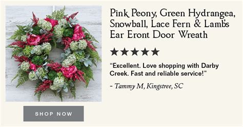 Pink Peony, Green Hydrangea, Snowball, Lace Fern & Lamb's Ear Estate S – Darby Creek Trading