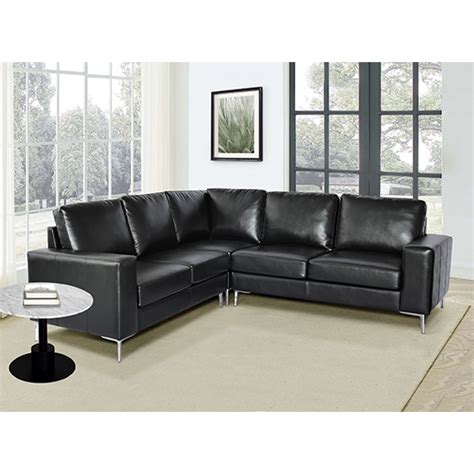 Baltic Faux Leather Corner Sofa In Black - LivingRoom-Sofas.com