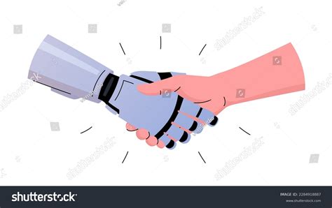 Vector Illustration Depicting Robot Hand Human Stock Vector (Royalty ...