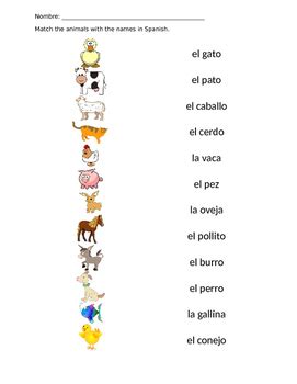 Printable Animal Worksheets Spanish