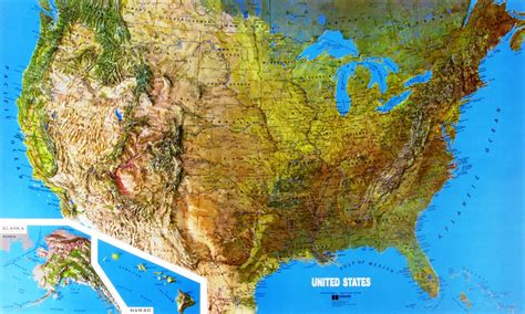 Mapa de relieve de los Estados Unidos - Mapa de Estados Unidos